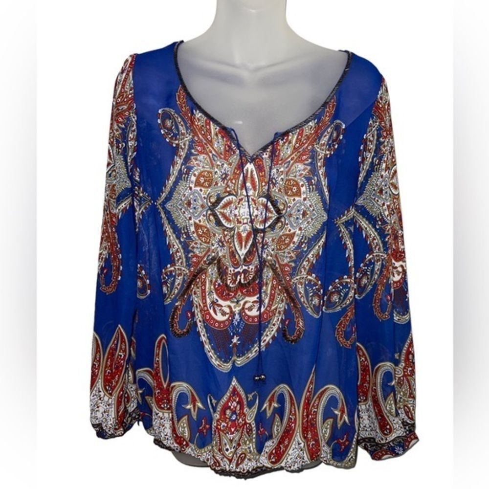 iJeans By Buffalo Sheer Paisley Top With Beading Size M‎